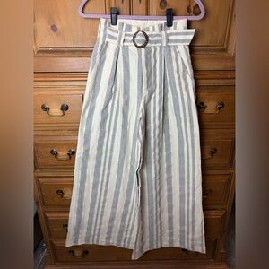 Free People Chic Striped Wide Leg Pants with Belt
